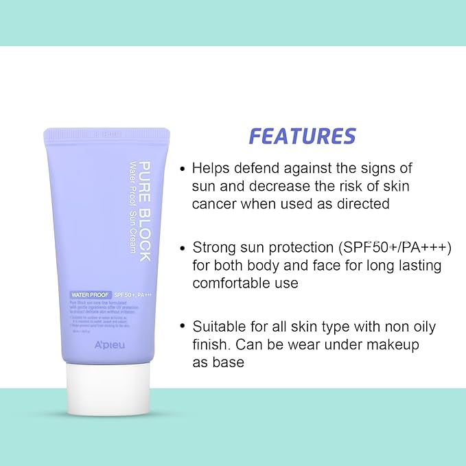 A'pieu - PURE BLOCK NATURAL WATERPROOF SUN CREAM SPF50+ PA+++